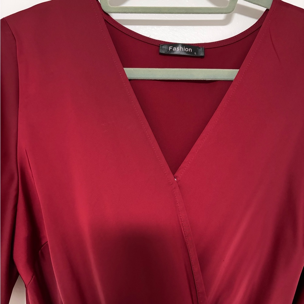 Elegant Red V-Neck Dress